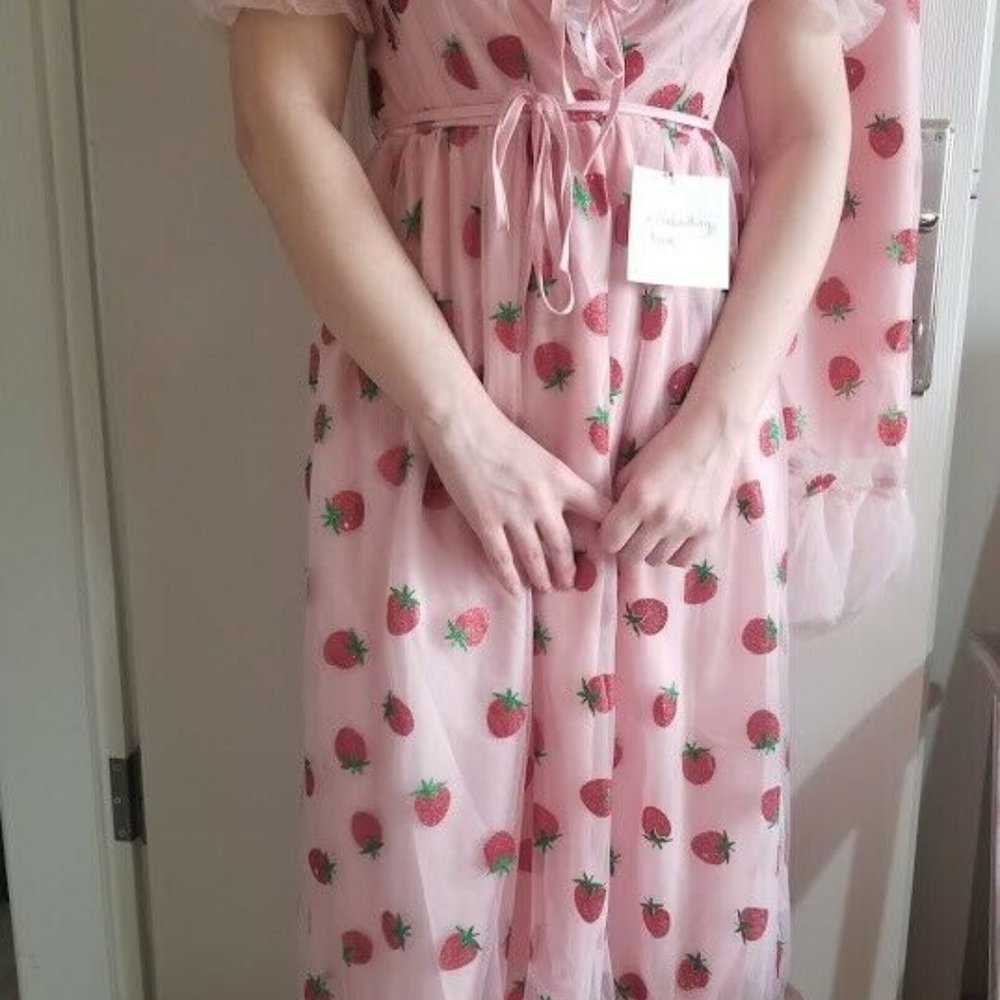 Strawberry Tulle Long Dress / Cute / S-5XL - Picture 6 of 10